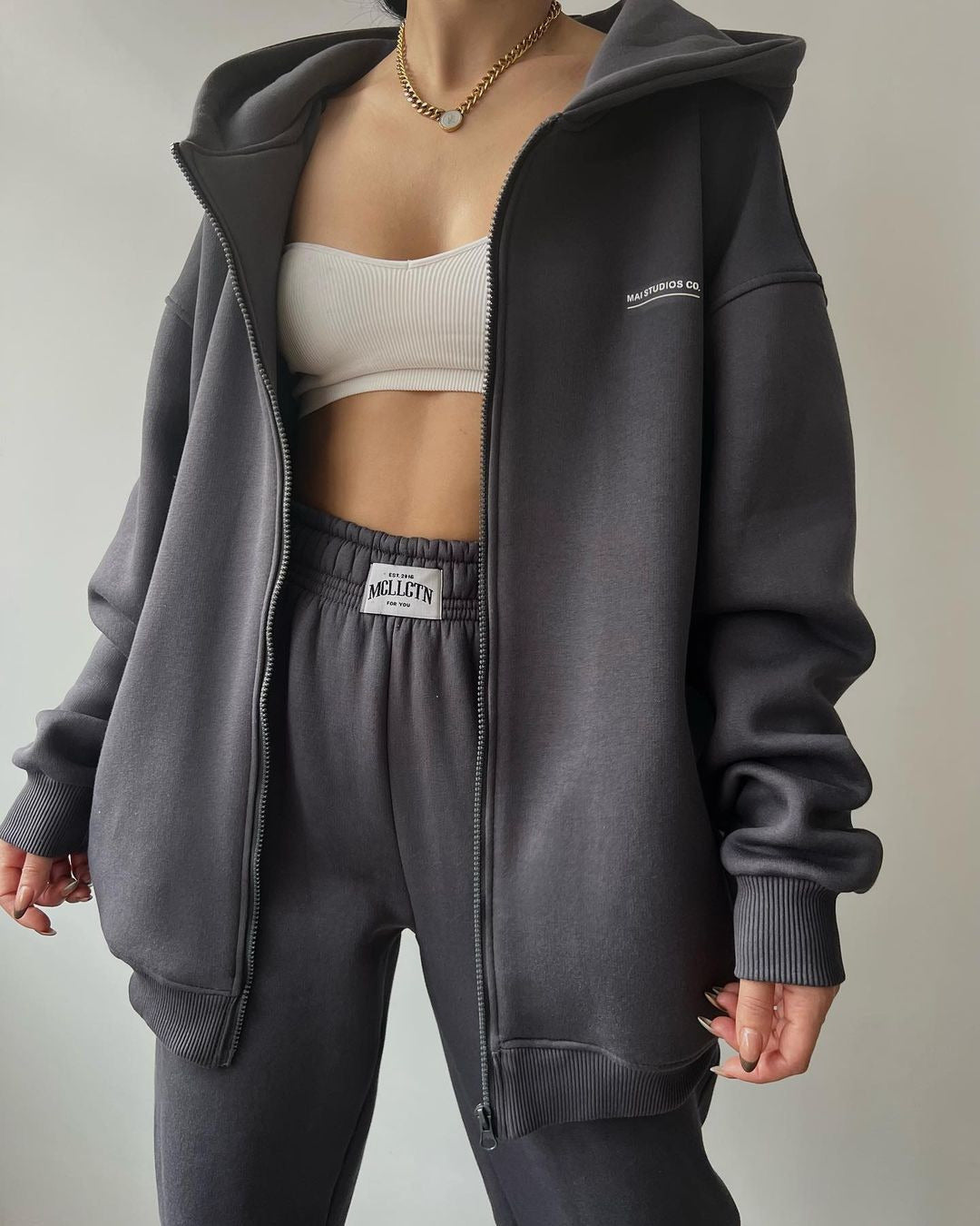 Women's Long Sleeve Fleece Pullover Trousers Fashion Printed Hooded Suits - Cozy Set