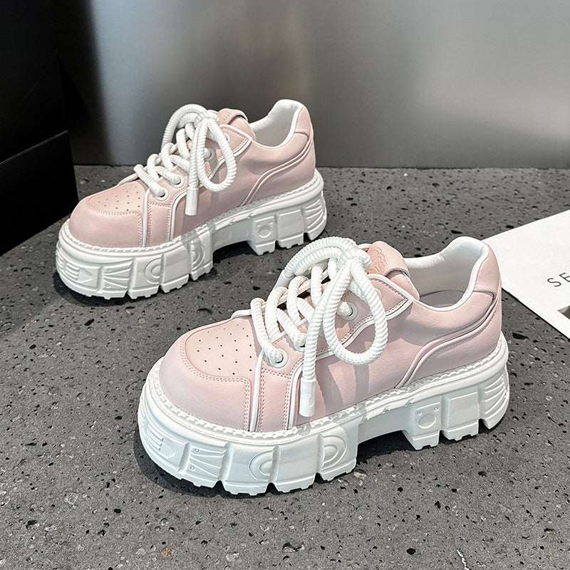 Women's Platform Leather Shoes - Height Increasing