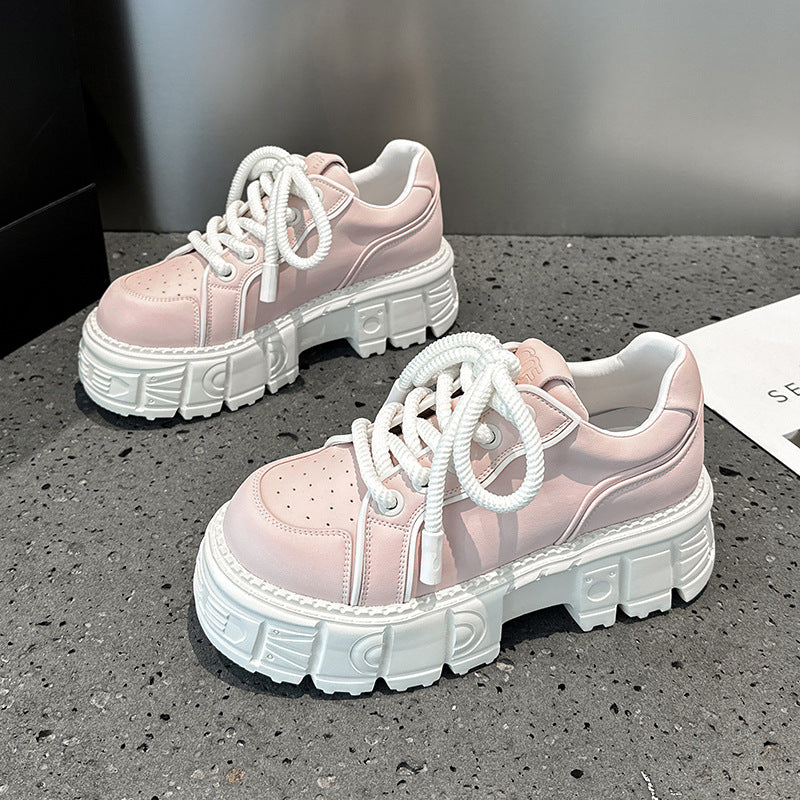 Women's Platform Leather Shoes - Height Increasing