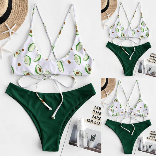 Fashion Ladies Avocado Green Bikini Swimsuit