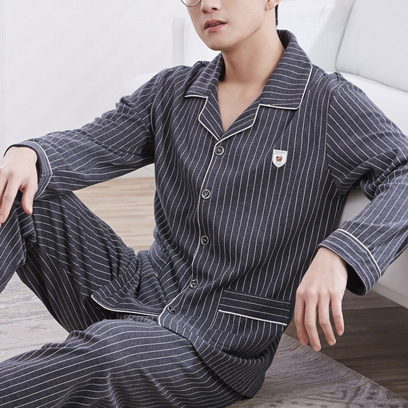 Men's Cotton Spring Home Clothing Set - Adult Comfortable Loungewear