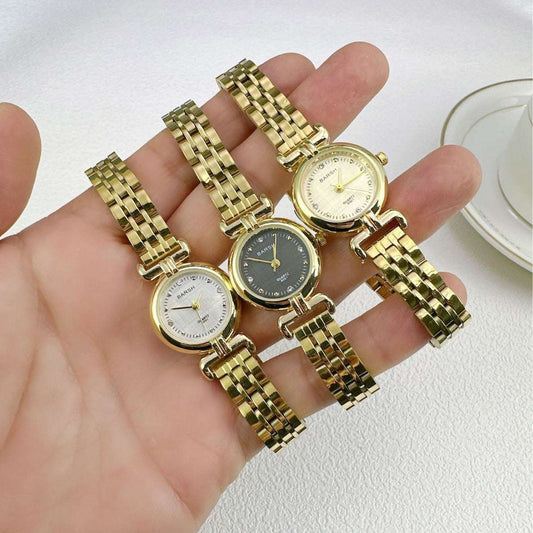 High-Grade Golden Women's Watch - Antique Steel Belt
