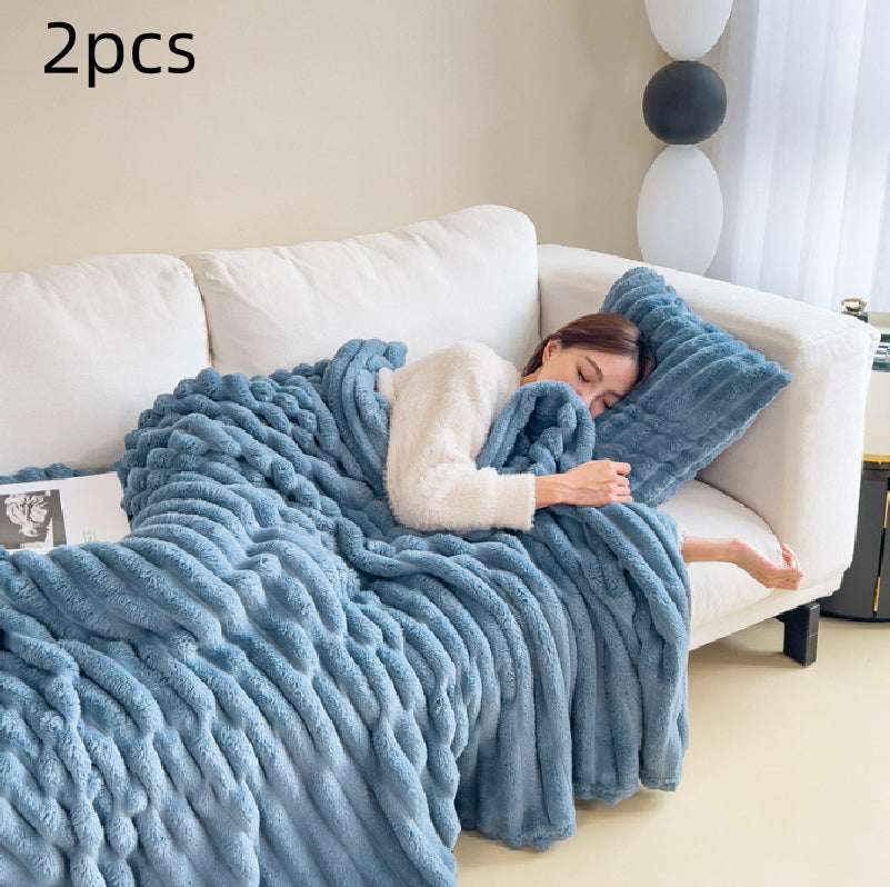 Luxury Double-Sided Velvet Blanket - Ultra Soft Rabbit Fur Throw