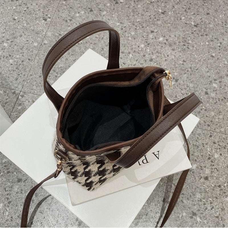 Houndstooth Checkerboard Shoulder Bag - Women's All-Match Messenger Tote