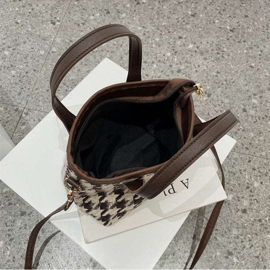 Houndstooth Checkerboard Shoulder Bag - Women's All-Match Messenger Tote