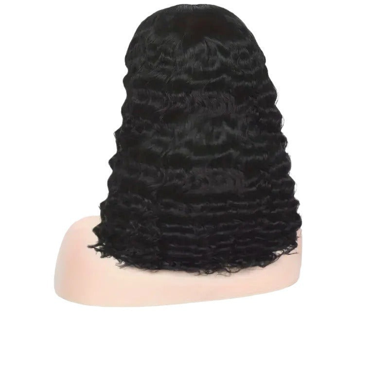 Women's Human Hair Front Lace BOB Wig - Black Water Wave Multiple Sizes