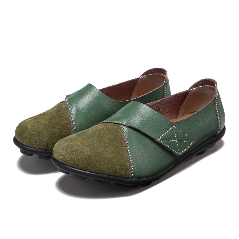 Women's Leather Patchwork Loafers - Soft Sole Flats