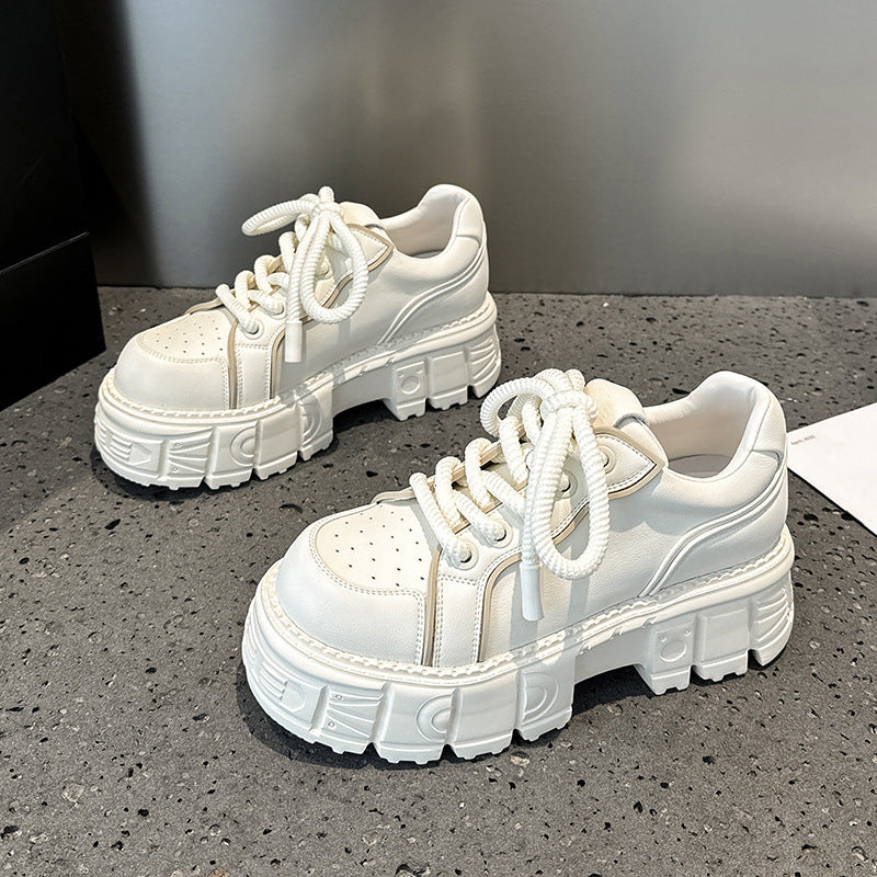 Women's Platform Leather Shoes - Height Increasing