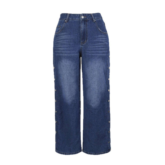 Women's Heart-Shaped Rivet Denim Pants | Dark Blue | S–XL