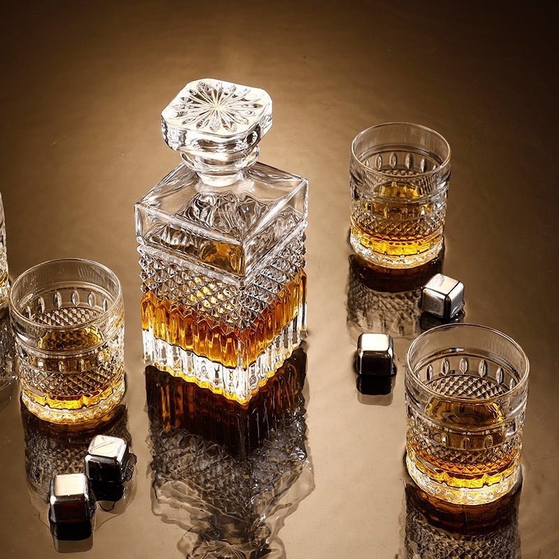 Crystal Wine Glass & Bottle Set - Premium Glassware