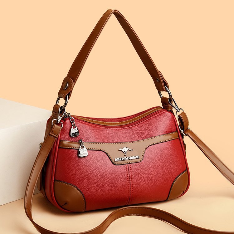 Le Contraste — Woven PU Colour-Block Shoulder Bag
