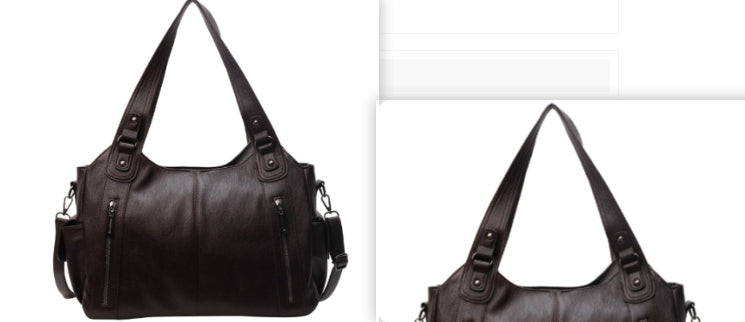 Couture Retro Stitch PU Leather Shoulder Bag
