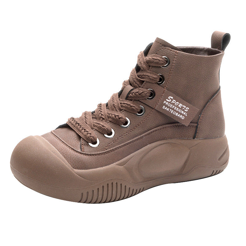 Le Cuir Haut — Cowhide Patchwork Height-Increasing High-Top Boots