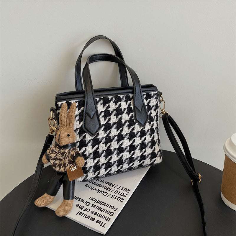Houndstooth Checkerboard Shoulder Bag - Women's All-Match Messenger Tote