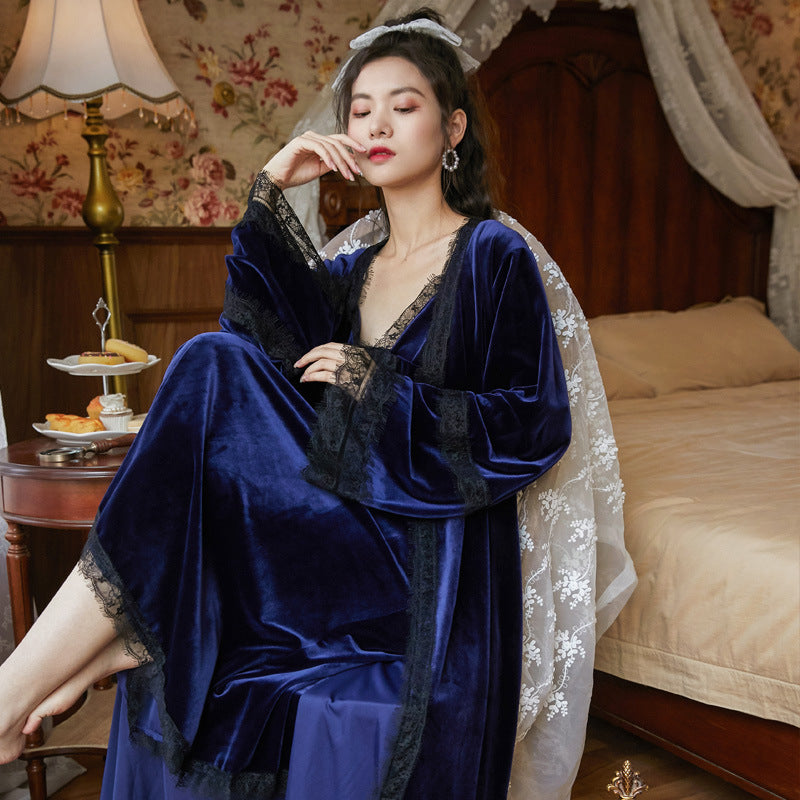 Style Home Clothes Gold Velvet Pajamas Two-piece Set