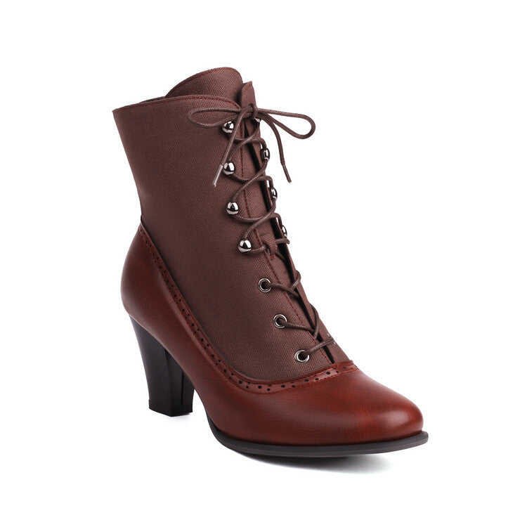 Brown lace-up boot on a white background