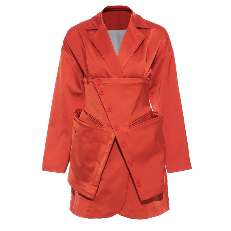 Orange coat with button details on a white background by millivan