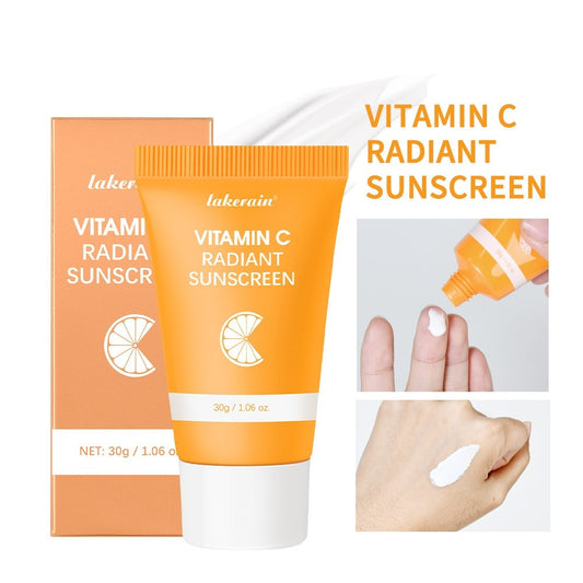 Vitamin C Radiant Sunscreen with packaging and application on skin
