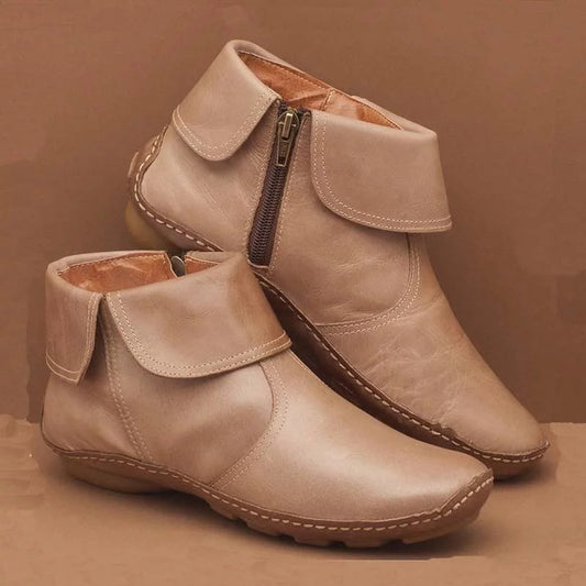 Women's Ankle Boots - Adult Zipper Flat Shoes