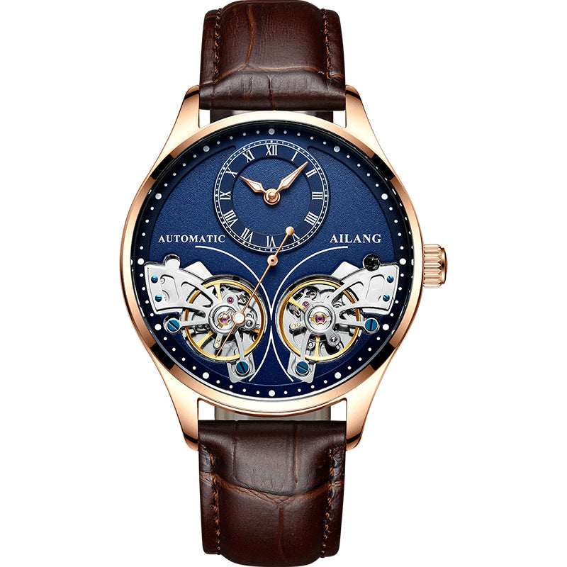 Men's Automatic Mechanical Watch – Tourbillon Moon Phase Transparent Case Back 41mm Titanium Bezel | 16 Styles