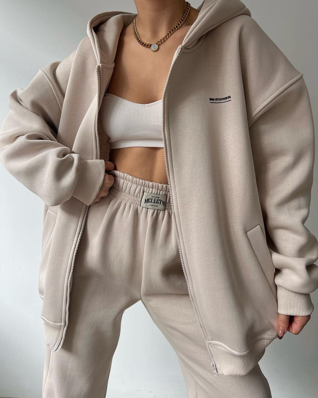 Women's Long Sleeve Fleece Pullover Trousers Fashion Printed Hooded Suits - Cozy Set