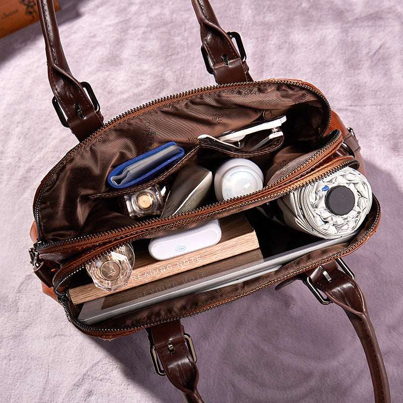 Genuine Leather Crossbody Bag - Women's Shoulder Tote Handbag
