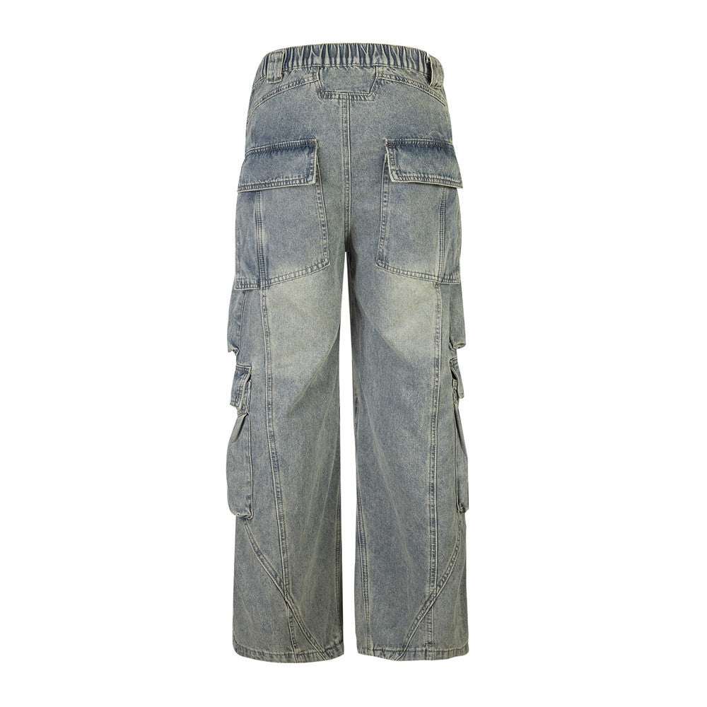 Men's Multi-Pocket Cargo Denim Jeans | Blue | M–2XL