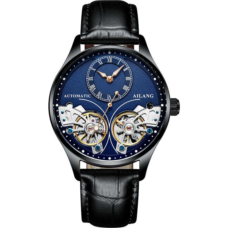 Men's Automatic Mechanical Watch – Tourbillon Moon Phase Transparent Case Back 41mm Titanium Bezel | 16 Styles