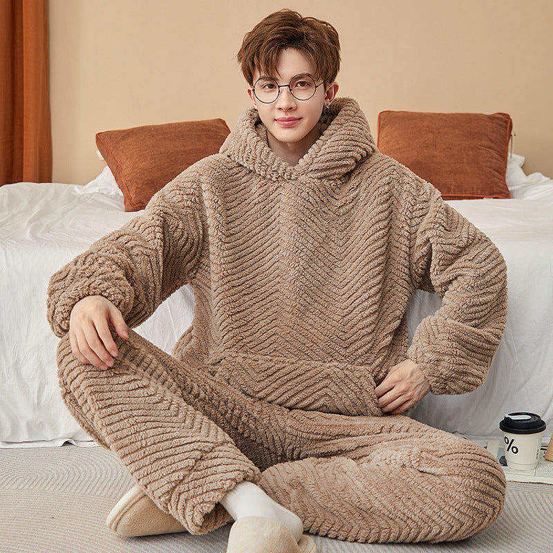 Men's Coral Fleece Loungewear Set - Indoor/Outdoor