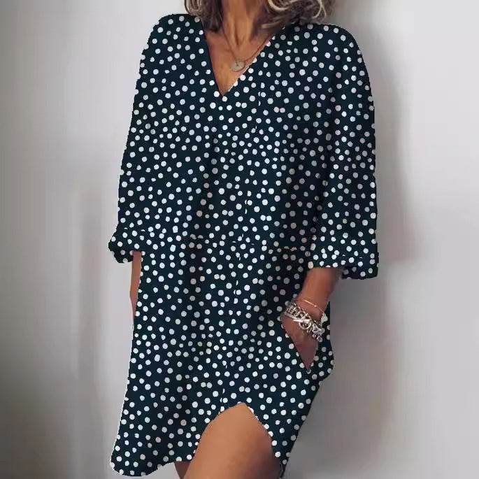 Autumn And Winter Printing Ninth-sleeve Dress - Millivan supplies 