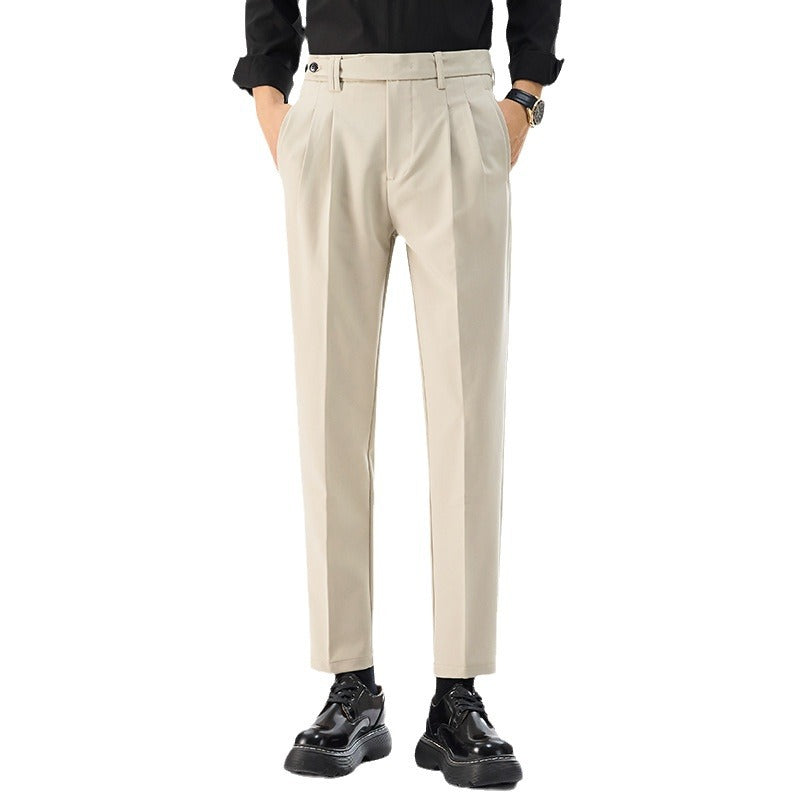 Men's Korean-Style Button-Waist Straight-Leg Trousers | 4 Colours | W28–W38