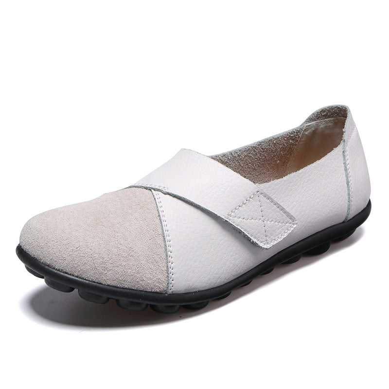 Women's Leather Patchwork Loafers - Soft Sole Flats