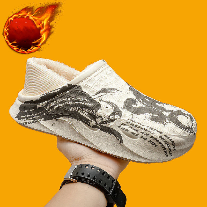 Men's Winter Slippers Warm Indoor And Outdoor Waterproof Casual House Shoes