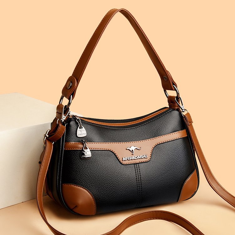 Le Contraste — Woven PU Colour-Block Shoulder Bag