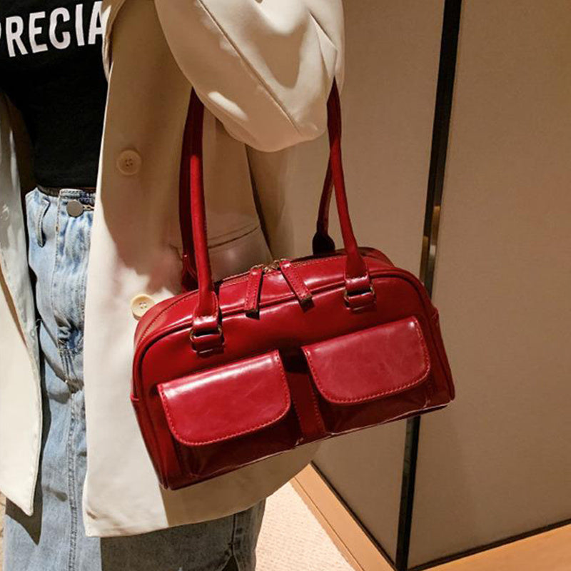 Multi-Pocket Square Shoulder Bag - Women's Versatile Underarm Handbag