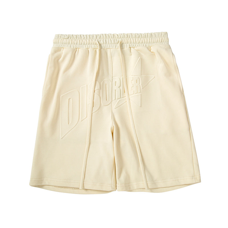 Vintage Embossed Drawstring Men's Loose Casual Shorts