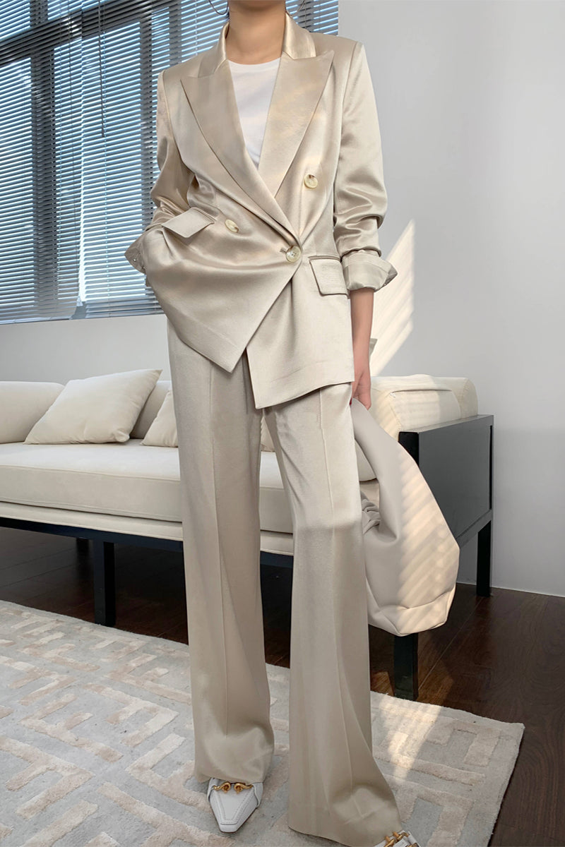 Person wearing a beige suit in a modern living room. by millivan