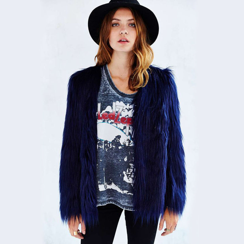 Women's Short Long Sleeve Plus Size Fur Coat - Adult Winter Outerwear