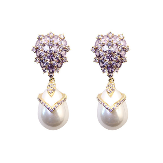 Women's Inlaid Drop-shaped Pearl Earrings