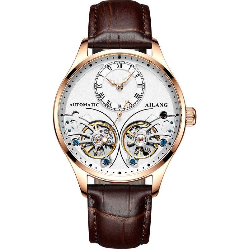Men's Automatic Mechanical Watch – Tourbillon Moon Phase Transparent Case Back 41mm Titanium Bezel | 16 Styles