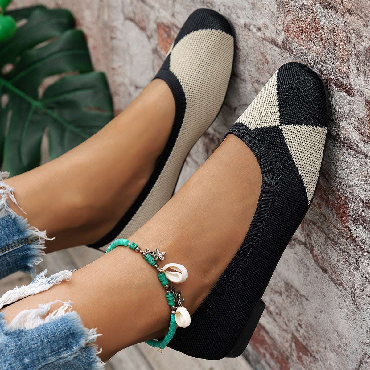 Flyknit Low-cut Flat Soft Bottom Multicolor Shoes Women