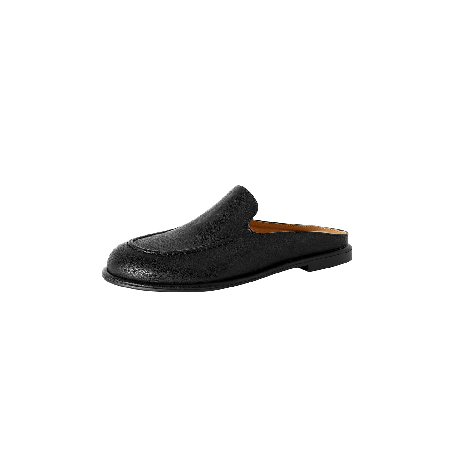 Black loafer shoe on a white background