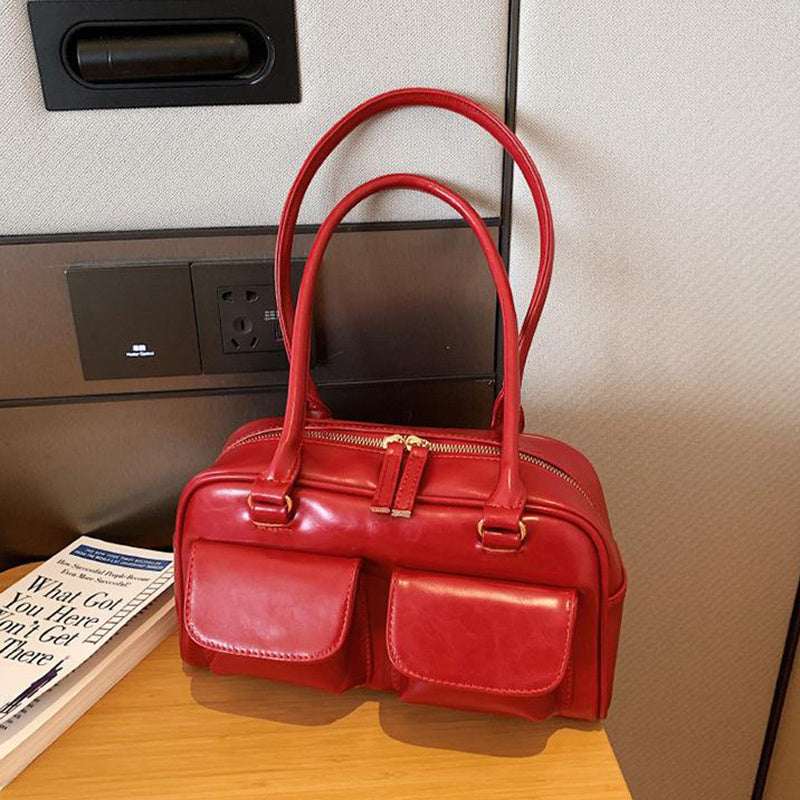 Multi-Pocket Square Shoulder Bag - Women's Versatile Underarm Handbag