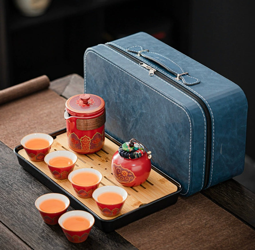 Ceramic Tea Set - One Pot Four Cups Gift Box