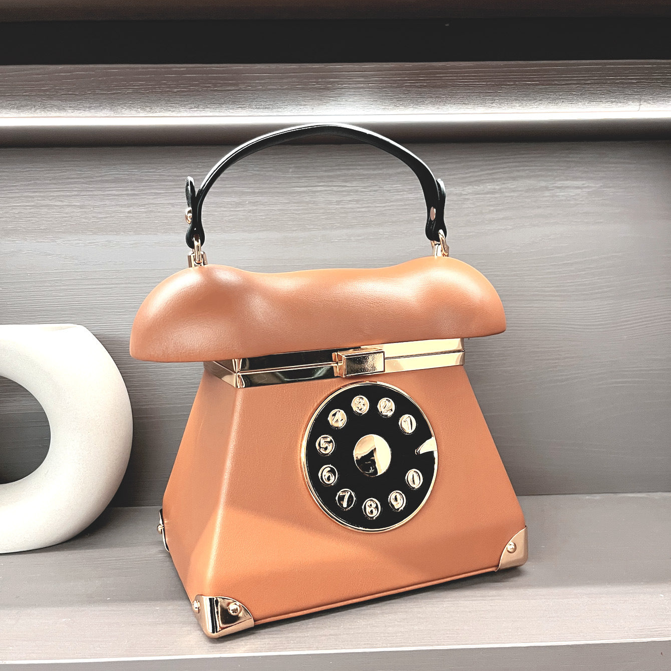 Women's Fashion Landline Phone-shaped Handbag - European American Retro PU Leather Multiple Colors