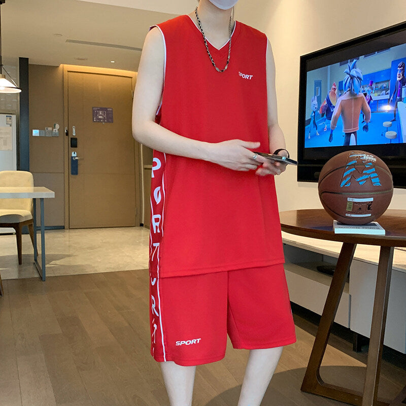 Men's Basketball Sports Suit - Adult Short Sleeve Vest Leisure Wear