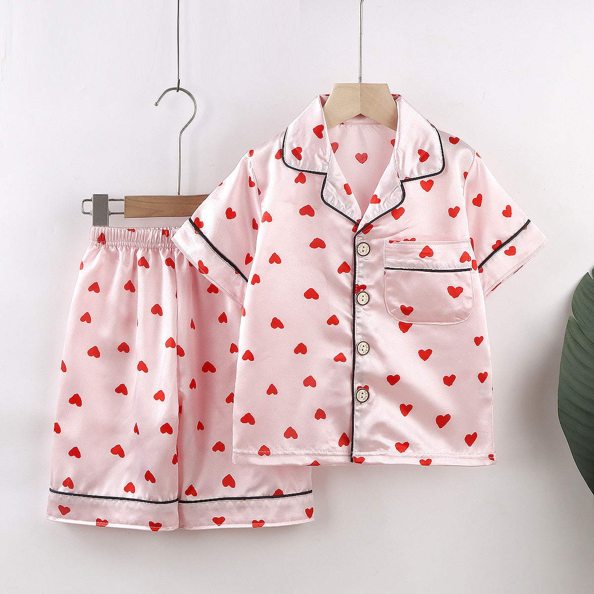 Boys' And Girls' Cartoon Home Ice Silk Short Sleeve Homewear Lightweight Comfortable Pajamas Suit