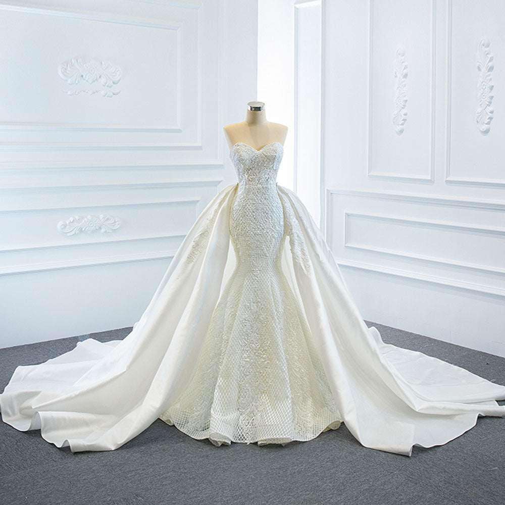 Strapless Fishtail Wedding Dress with Tube Top Overlay | White | US 2–18