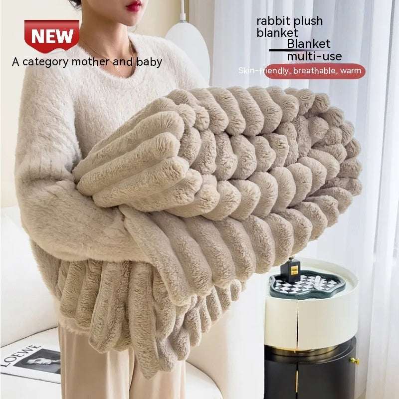 Luxury Double-Sided Velvet Blanket - Ultra Soft Rabbit Fur Throw
