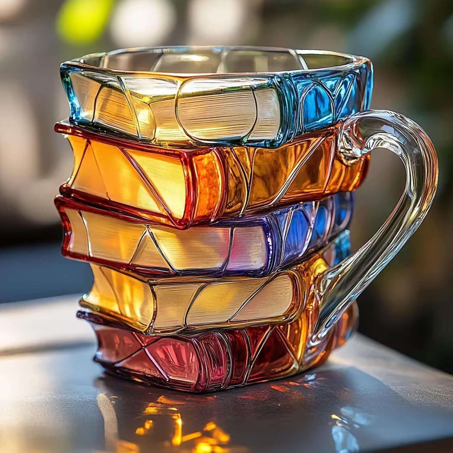 Book Stack Coffee Cup - Unique Resin Mug